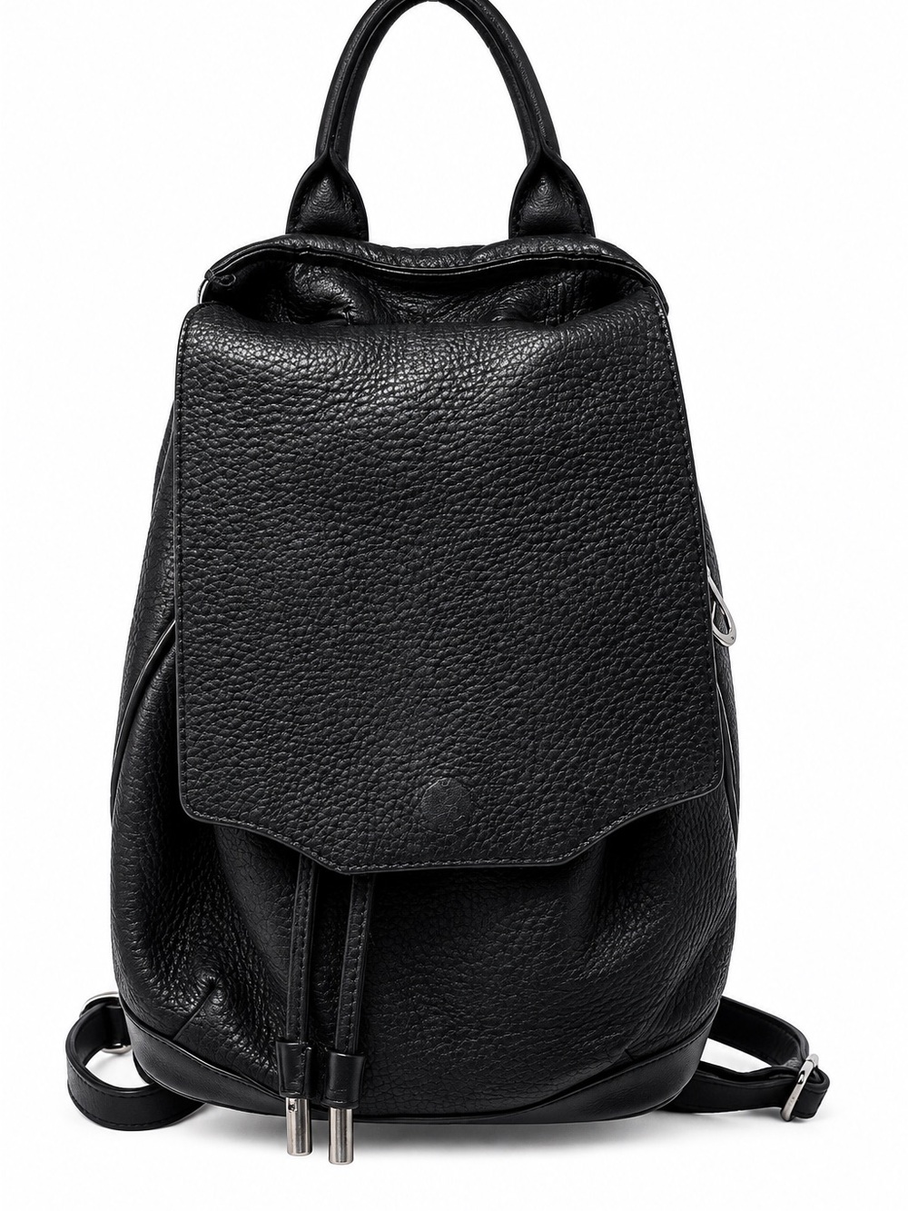 Black Rag & Bone Black Pebbled Leather Backpack Drawstring Mini Backpack - Women